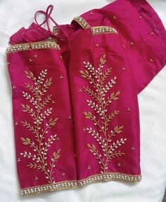 Rose Gold Aari Work Blouse, Pink Colour Blouse Aari Work Design, Emrodary Work Design Blouse, Kodi Design Aari Work Blouse, Mudi Kuttu Maggam Work, Arya Work Designs, Pink Colour Blouse Designs, Arya Work Blouse Designs, Pink Aari Work Blouse Designs