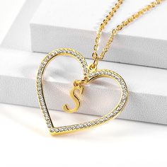 Product Update (02/01/20): The design of this product has been updated. Please use the product images instead of the review photos below for reference. Thank you. Details:Available in Silver Stainless Steel or Silver Stainless Steel with Gold ... Babygirl Necklace, Heart Initial Necklace, Presents For Christmas, Necklace Girlfriend, Real Gold Necklace, Necklace Love, Necklace Initial, Necklace Diamond, Heart Diamond