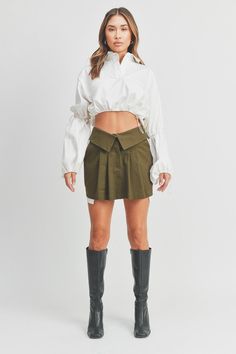 Olive cargo denim skirt. Cargo Denim Skirt, Cargo Skirt, Denim Skirt, Skirt