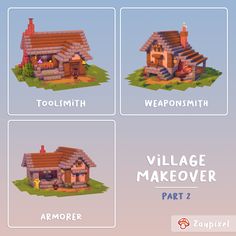 four different types of houses in the game village makeover, part 2 and 3