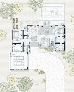 the floor plan for this modern house is very large and has lots of space to move around