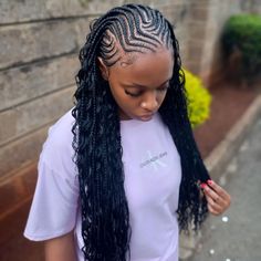 Half Braid Half Sew In Curly, Half Cornrows Half Boho Braids, Half Up Half Down Hair Cornrows, Cornrow And Weave Hairstyles, Cornrow Front Curly Weave Back, Half Scalp Braids Half Box Braids, Trending Hair Styles 2024, Nice Cornrows Hairstyles, Half Cornrows Half Braids