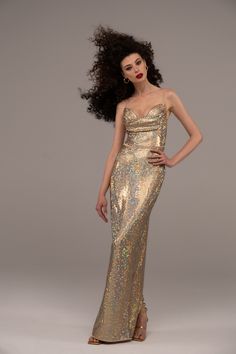 Fashion brand | Evening and wedding dresses | Elegant looks for the red carpet | Worldwide shipping New Years Eve Wedding, Resort 2023, Sequin Maxi Dress, Dress Beige, Sequin Maxi, Sequin Gown, Bustier Dress, Shades Of Gold, Look Of The Day