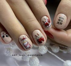 Christmas Nail Stickers, Water Nails, Winter Manicure, Stickers Cartoon, Cute Christmas Nails, Trendy Nail Art Designs, Nail Art Stickers Decals