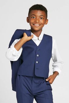 Fulfilled by our friends at SuitShopBrilliant blue is one of our top-selling colors in our adult suiting collection and this kids blue suit version is also a show stopper! Perfect for spring and summer weddings. You can style this toddler and kids blue suit with a bow tie or necktie depending on the look you want to achieve for this mini wedding attendant! This four-piece set is available in toddler and youth suit sizes 2T to 10. Royal Blue Suit Wedding, Blue Groomsmen, Bow Tie Suit, Royal Blue Suit, Tuxedo Women, Blue Suit Wedding, Royal Blue Wedding, Mini Wedding, Rayon Shirt