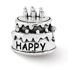 Protected by our 30 Day Money Back Guarantee! Size: 10.91 mm long x 9.09 mm wideMetal: Sterling SilverBead opening Diameter: 4 mmFits Pandora, Biagi, Chamilia & European Bracelets Free U.S. Shipping for orders over $50 Cheap Nickel-free Birthday Charms, Cheap Nickel-free Charms For Birthdays, Cheap Nickel-free Charms For Birthday, Silver Birthday Cake, Silver Happy Birthday, Pandora Style, Bow Jewelry, Happy Birthday Cakes, Jewelry Companies