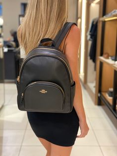 Refined pebble leather Inside zip and multifunction pockets Double zip closure, fabric lining Handle with 2 1/4" drop Outside zip pocket Adjustable shoulder straps 10 3/4" (L) x 12 1/2" (H) x 4 3/4" (W) Style No. 5666 Coach Leather Backpack With Zipper For Travel, Coach Luxury Leather Backpack With Zipper, Classic Coach Leather Backpack With Zipper, Luxury Coach Leather Backpack, Coach Black Leather Backpack For Everyday Use, Luxury Coach Leather Backpack With Zipper Closure, Coach Travel Backpack With Zipper Pocket, Classic Coach Leather Backpack With Zipper Closure, Coach Luxury Leather Backpack With Zipper Closure