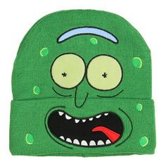 Bioworld Rick and Morty I'm Pickle Rick Hat Beanie The show centers around the titular characters Rick and Morty. Rick is a mentally gifted, but sociopathic and alcoholic scientist and a grandfather to Morty; an awkward, impressionable, and somewhat spineless teenage boy. Rick moves into the family home of Morty, where he immediately becomes a bad influence. This officially licensed cuff beanie features the character Pickle Rick. Made with cut fabric embroidered face details. One size fits most, Rick And Morty Hat, Rick And Morty Merch, Cute Online Clothing Stores, Geeky Clothes, Pickle Rick, Hello Kitty Crochet, Cute Beanies, Crazy Funny Pictures, Cuffed Beanie