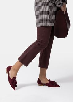 D'orsay flat with tassels in burgundy suede Fall Suede Flats For Workwear, Elegant Flat Suede Tassel Loafers, Fall Suede Tassel Loafers, Fall Suede Flats, Elegant Suede Tassel Loafers With Flat Heel, Fall Suede Loafers With Low Heel, Elegant Suede Flats For Fall, Formal Suede Tassel Loafers, Burgundy Loafers With Flat Heel For Fall