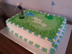 a birthday cake with a golf theme on it