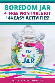 I’m Bored Jar For Kids, Kids Boredom Activities, Summer Boredom Busters For Kids, Bored Jar Activity List, Kids Entrepreneur Ideas, Bored Jar Ideas For Kids, Activity Jar Ideas, Boredom Jar Ideas, Bored Jar Ideas