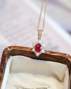 18K Diamond Oval Ruby Pendant: A symbol of vitality and elegance, adorned with exquisite pearls DETAILS Guaranteed to use real gold. Jewelry will have AU750/18K stamp. You can wear it while swimming or taking a shower. Our jewelry supports any professional laboratory retest. => Gemstone - Natural Red Ruby (0.35ct), Pearls, Natural Diamond (side stones) => Metal - 18K Gold => Chain not included PACKAGING * Each order comes carefully packaged & wrapped  SHIPPING & PROCESSING TIME * FREE SHIPPING W Ruby Diamond Pendant, Real Gold Necklace, 18k Gold Chain, Solid Gold Necklace, Ruby Pendant, Solid Gold Chains, Ruby Diamond, Red Ruby, Natural Red