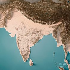 an aerial view of india from space showing the terrain and land cover in shades of brown