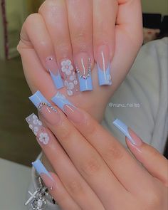 Quince Nails, Nails Kids, Baby Blue Nails, Spring Acrylic Nails, Blue Acrylic Nails, Simple Acrylic Nails