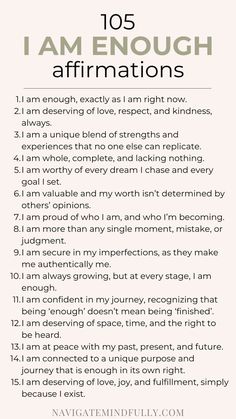 i am enough affirmations I Will Statements, Uplifting Affirmations For Women, Daily Affirmations For Self Confidence, List Of Positive Affirmations, Self Improvement Affirmations, I Am Enough Quotes Affirmations, Authentic Self Affirmations, Affirmations For Positive Mind, I Know Affirmations