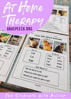 Created by a BCBA who is ALSO a speech pathologist! 28 pgs to get your child or student with autism talking about animals! Each page focuses on one animal & provides opportunities to practice labeling, verbal imitation, receptive language & social language skills. Perfect aba therapy activity / speech therapy activity for parents to do at home, SLPs doing speech teletherapy & BAs doing ABA telehealth. Available on TPT! #abaspeech #autism #slp #specialeducation Teaching Emotions, Receptive Language