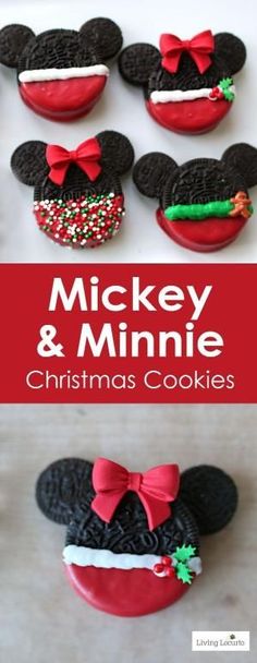 mickey and minnie christmas cookies with the title overlay that reads mickey & minnie christmas cookies