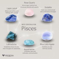 Crystals For Pisces, Pisces Crystals, Pisces Sun Sign, Self Creation, Zodiac Crystals, Pisces Birthday, Pisces Zodiac Sign, Beady Eye, Zodiac Stones