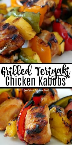 grilled teriyaki chicken kabobs with pineapples and bell peppers