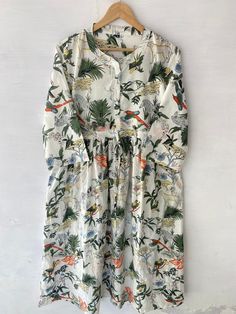 h Casual Cotton Dress For Garden Party, Casual Patterned Relaxed Fit Dresses, Casual Relaxed Fit Patterned Dresses, Casual Cotton Dress With Floral Print, Patterned Cotton Maxi Dress For Vacation, Casual Cotton Floral Dress For Vacation, Relaxed Cotton Dress For Garden Party, Relaxed Fit Cotton Dress For Garden Party, Casual Cotton Midi Dress With Floral Print