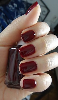 Essie Red Nail Polish, Bordeaux Nails, Kutek Disney, Red Nail Polish, Best Nail Polish, Red Nail, Disney Nails, Bohol