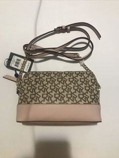 DKNY Bryant Park Top Zip Logo Shoulder Crossbody Bag Color Brown/Pink NWT. Dkny Bryant Crossbody Bag, Dkny Bag, Brown Logo, Pink Bottom, Bryant Park, Browning Logo, Kate Spade Crossbody, Michael Kors Monogram, Blush Pink