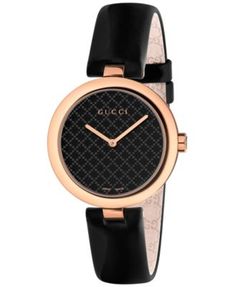 Gucci Women's Swiss Diamantissima Black Leather Strap Watch 32mm YA141401 Gucci Watches For Men, Watches Logo, Army Watches, Gucci Watch, Gucci Jewelry, Buy Gucci, Leather Watch Bands, Women's Watch, Patek Philippe