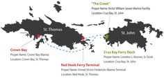 the route map for st thomas and red hook ferry terminal