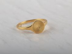 Sunbeam Ring, Sun Star Rays Ring In 14k Yellow Gold, Signet Ring, Stripe Ring, Sunshine Ring, Vintage Ring, Minimalist Ring, Gift For Her Specifications :--- ✔️ Made to Order. ✔️ Ring length & Width ~ 10mm ✔️ Metal Options ~ 14K Gold Vermeil ✔️ Handmade Jewelry ✔️ Ready to Ship in 10-14 Business Days Everything in my shop is handmade. Each item will be beautifully packed in a recycled box. I happily take all customized orders. Q: What is 14k gold vermeil? A. Gold vermeil is a type of gold jewelr Sunshine Ring, Gold Vermeil Jewelry, Gold Signet Ring, Ring Ideas, Vermeil Jewelry, Ring Minimalist, Minimalist Ring, Solid Gold Rings, Add Ons