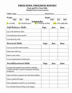 a printable preschool progress report