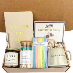 boss-appreciation-day-gifts-sand-and-sea-by-ashley Boss Lady Gift, Boss Survival Kit Ideas, Client Appreciation Gifts Salon, Bosses Day Cards, Boss Lady Mug, Client Appreciation Gifts, Boss Lady Gifts, Unique Gift Baskets, Boss Gifts