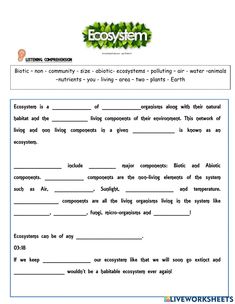 the worksheet for plants and animals