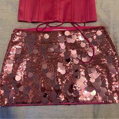 Worn Once. Excellent Condition. Size Xs. Perfect For Any Party Occasion Pink Sequin Skirt, Danielle Guizio, Pink Sequin, Sequin Skirt, The Social, Sequin, Womens Skirt, Fashion Home Decor, Fashion Home