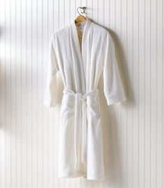 If you're looking for the softest bathrobe, you've come to the right place. Our Bamboo Bath Robe, in our opinion, is the perfect robe to slip into after a warm shower or bath. Product Overview: Material: 60% rayon from bamboo / 40% cotton Constructed with a terry loop for hanging and a corded dobby border detail. Care: Machine wash cold, gentle cycle. Do not mix colors, and do not bleach or use fabric softener. Tumble dry low, and remove promptly. Imported from Portugal Specifications: Small/Med Peacock Alley, Pampering Routine, Plaid Throw Blanket, White Bath, Towel Collection, Silk Charmeuse, Bathroom Styling, Kimono Fashion, Large White