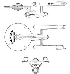 the star trek ship is shown in black and white, as well as its parts