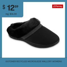 Features: Comfort, CushionedClosure Type: Slip-OnBase Material: 100% PolyesterUpper/Outer Base Material: 100% PolyesterShoe Lining Material: FleeceSole Material Content: 100% Thermoplastic-RubberCare: Machine WashCountry of Origin: Imported Slippers Black, Women's Slippers, Faux Fur Collar, Black 7, Fur Collar, Womens Slippers, Faux Fur, Recycling, Slippers