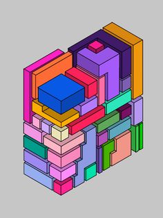 an image of colorful cubes stacked on top of each other in the shape of a rectangle