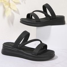 Lasaky - Stylish Open-Toe Platform Sandals with Soft Leather Soles for Casual Wear Soft Sole Slippers, Embellished Flats, Shoe Sole, Casual Running Shoes, Peep Toe Sandals, Casual Sport Shoes, Thick Heels, Outdoor Wear, Fashion Flats