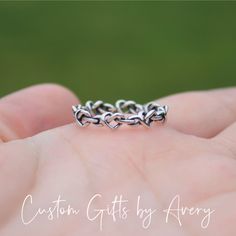 Crafted from solid .925 nickel-free sterling silver, this ring is simple & elegant - Celtic knots are have no start or finish. They are said to represent eternity, be it in loyalty, faith, friendship or love. Only one thread is used in each design which symbolizes how life and eternity are interconnected. This ring weights approximately 2 gram. This rings ready for gifting in a box with sterling silver polishing cloth.  Band Width: 4.5mm While I do my best to photograph and describe my jewelry a Sterling Silver Infinity Stackable Promise Rings, Personalized Sterling Silver Infinity Ring, Personalized Infinity Sterling Silver Ring, Sterling Silver Infinity Rings For Valentine's Day, Sterling Silver Infinity Heart Promise Ring, Sterling Silver Infinity Stackable Rings As Gift, Gift Sterling Silver Infinity Stackable Rings, Silver Sterling Silver Heart Ring With Round Band, Silver Promise Chain Ring