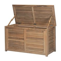 a large wooden storage box with two doors