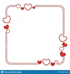 a red frame with hearts on it for valentine's day or other holiday celebrations