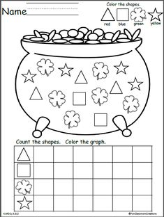 worksheet for st patrick's day with shamrocks and pot of gold