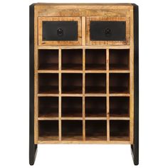 a wooden wine rack with two drawers