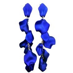 Long Royal Blue Petal Dangle Statement Earrings Petal Earrings, Loop Earrings, Hanging Earrings, Great Gatsby, Girls Earrings, Acrylic Earrings, Leaf Earrings, Flower Petals, Cute Earrings