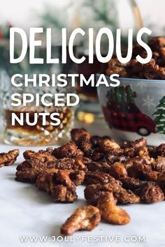 delicious christmas spiced nuts with text overlay