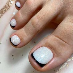 Spring Toe Nails, French Tip Pedicure, Toe Nail Colors, French Toe Nails, Toenail Art Designs, French Pedicure, Mens Nails