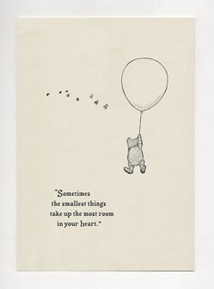 a winnie the pooh card with an image of a balloon flying through the air