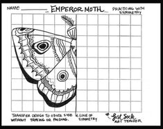 a black and white drawing of an animal's head with the words emperor moth on it