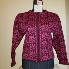 #1002 Nwot Rare (Nothing Like That On Line) Dale Of Norway Purple Burgundy/Maroon Intricate Pattern Handknitted Cardigan With Zipper Closure, Size S (Approximate, According To Measurements), Not Lined Obo. Goes With #1000 Tank Top That I Have For Sale. There Are No Soft Tags Sewed In. Care: Hand Wash Or Dry Clean. Content: Mohair (60%), Wool (40%). All Of My Items Are From Smoke And Other Smells Free Environment. Measurements Are In The Pictures. All Reasonable Offers Will Be Considered. Fitted Vintage Purple Sweater, Vintage Purple Cardigan For Winter, Vintage Purple Winter Cardigan, Purple Vintage Winter Cardigan, Fitted Purple Cardigan For Fall, Purple Fitted Cardigan For Fall, Maroon Cardigan, Dale Of Norway, Purple Burgundy