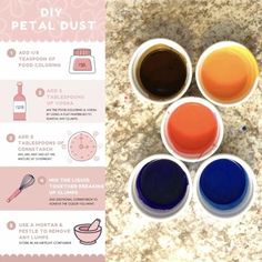 the instructions for how to make diy petal dust